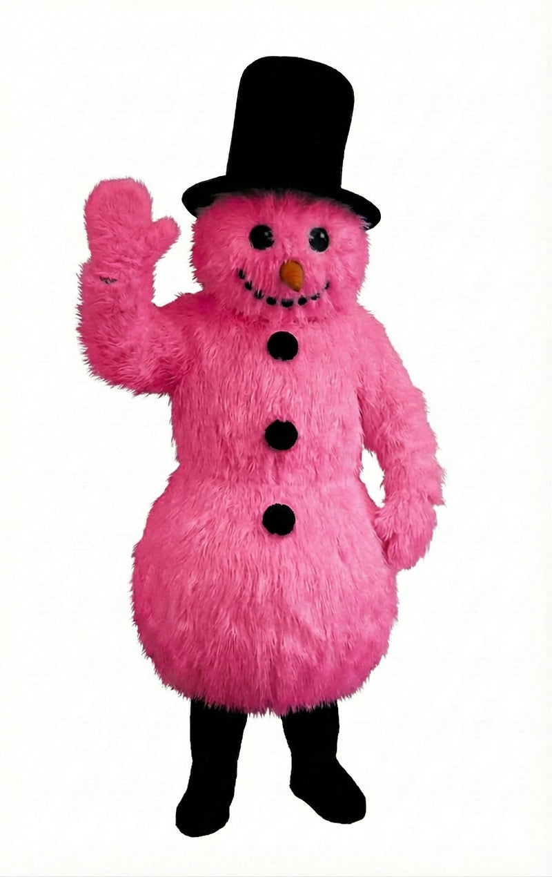 Snowman Mascot (Thermolite) - Long fur / Bright Pink mascot costume