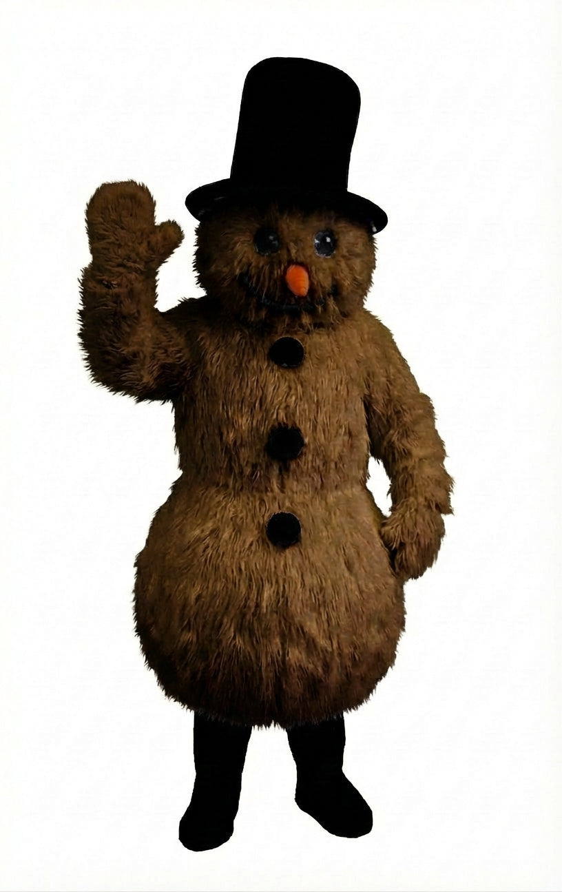Snowman Mascot (Thermolite) - Long fur / Dark Brown mascot costume