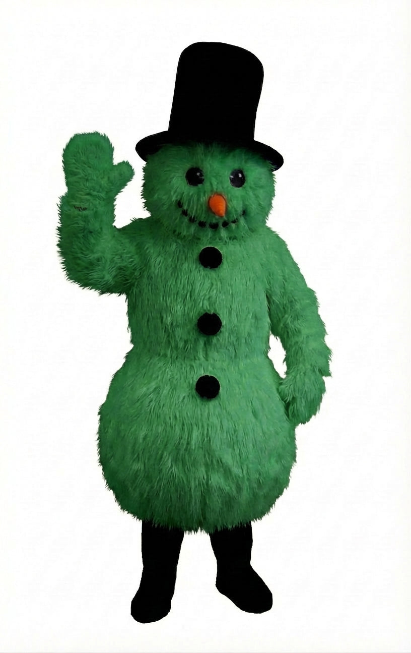 Snowman Mascot (Thermolite) - Long fur / Green mascot costume