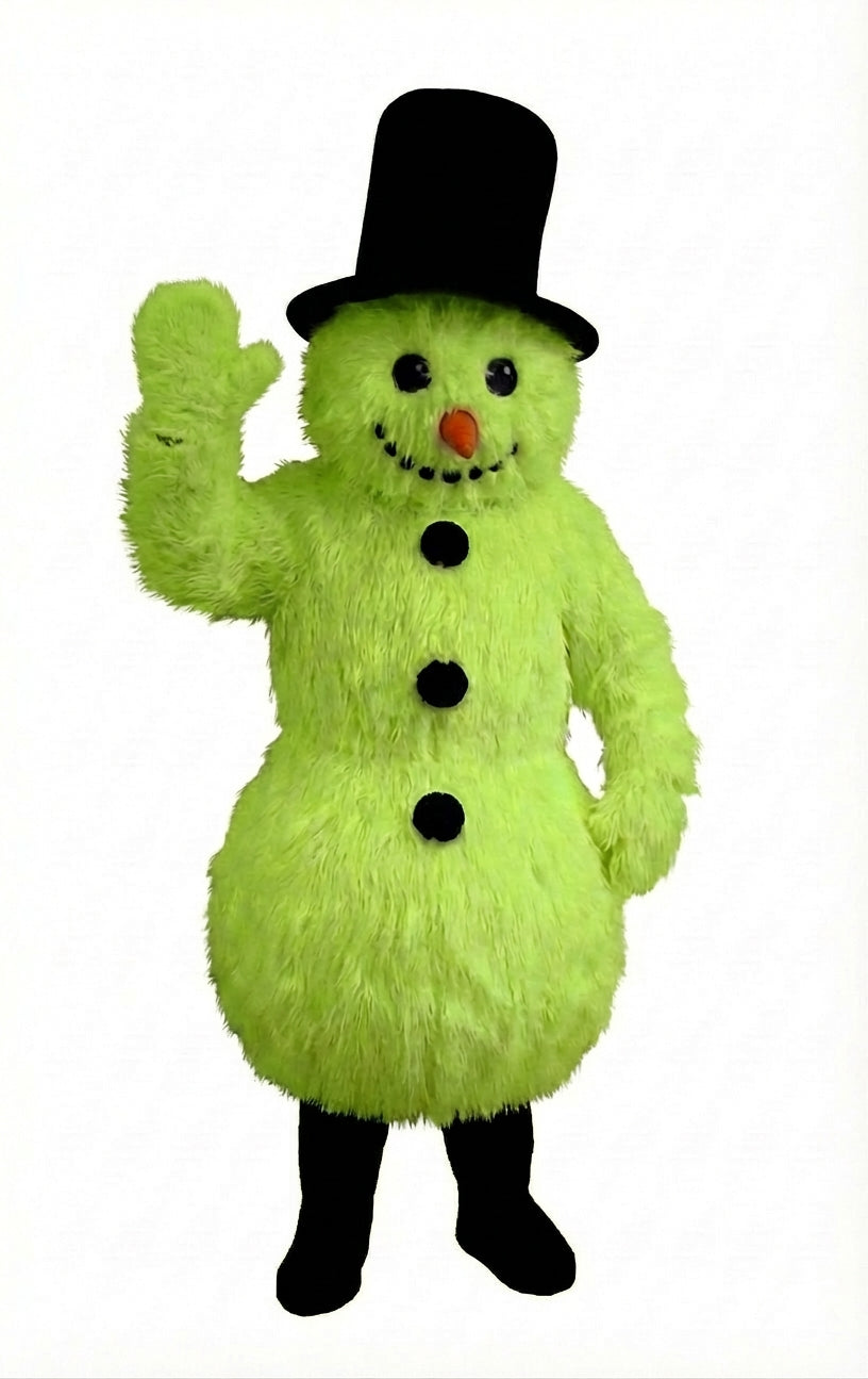 Snowman Mascot (Thermolite) - Long fur / Lime mascot costume