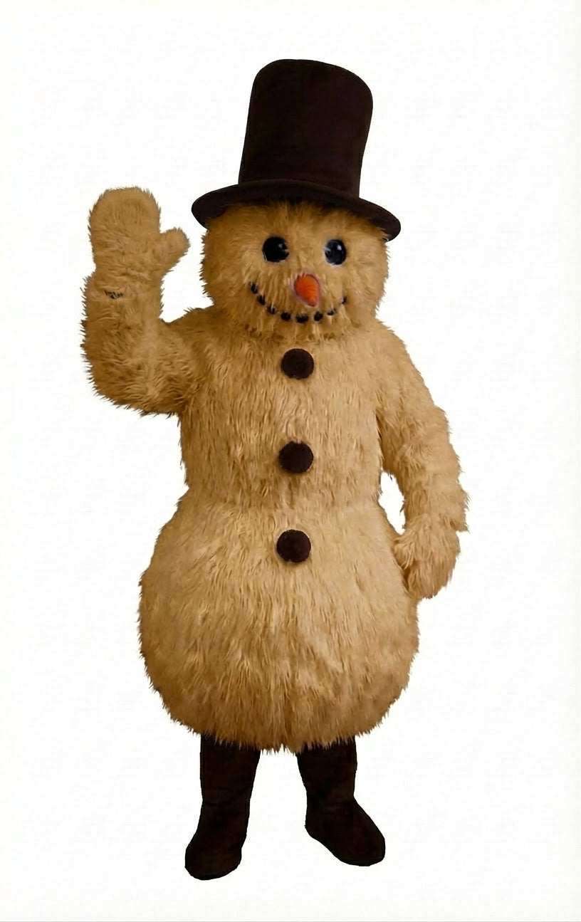 Snowman Mascot (Thermolite) - Long fur / Tan mascot costume