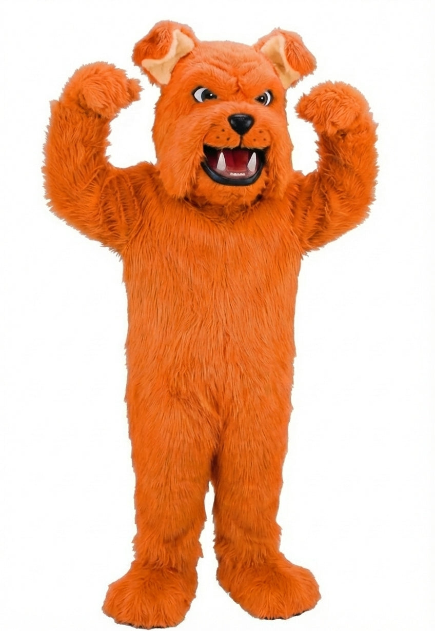 Sparky Dog Mascot - Long fur / Bright Orange mascot costume
