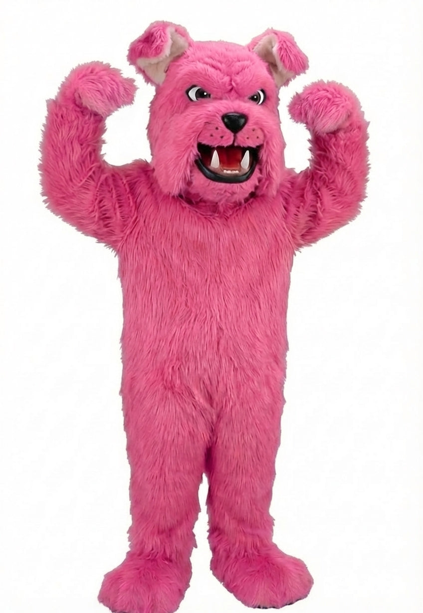 Sparky Dog Mascot - Long fur / Bright Pink mascot costume