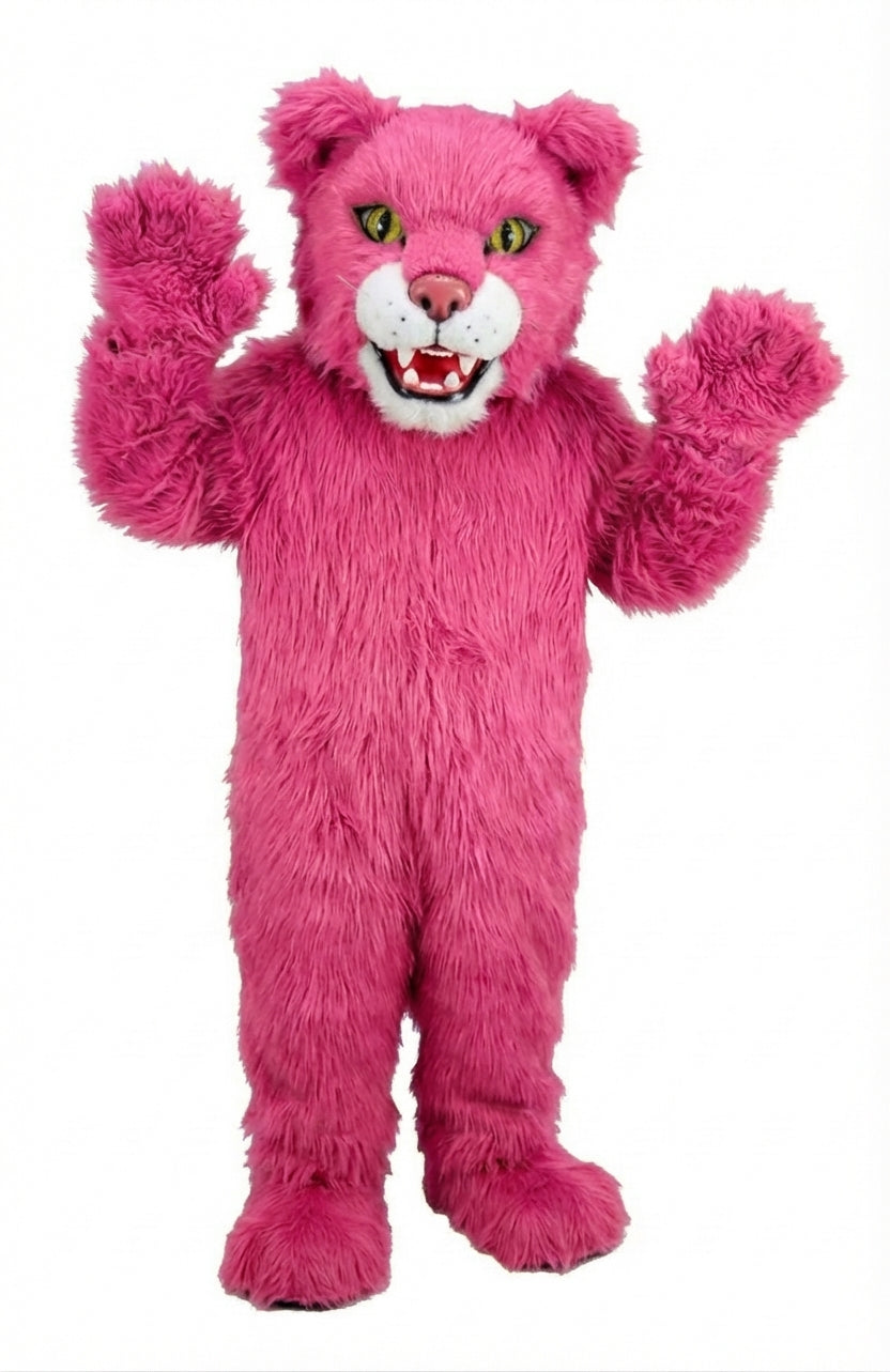Spotted Jaguar Mascot (Thermolite) - Long fur / Bright Pink mascot costume