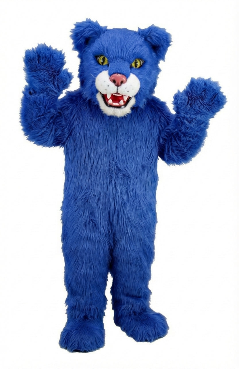 Spotted Jaguar Mascot (Thermolite) - Long fur / Royal Blue mascot costume