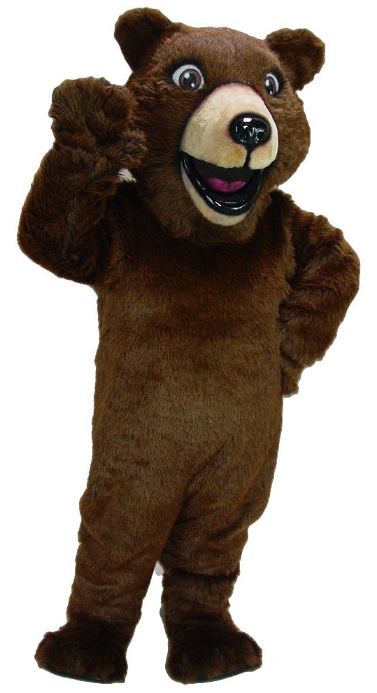 Happy Grizzly Mascot - Short fur / Chocolate Brown mascot costume