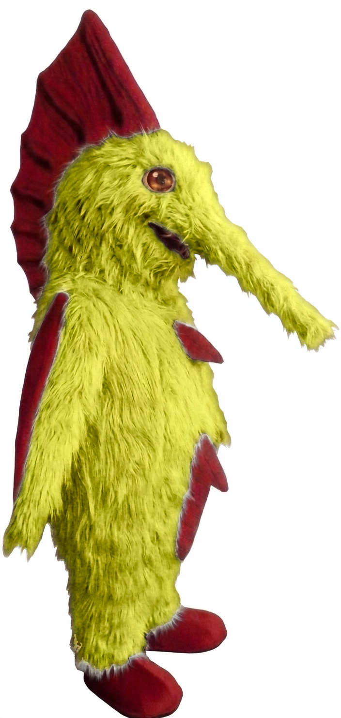 Swordfish Mascot - Long fur / Yellow mascot costume
