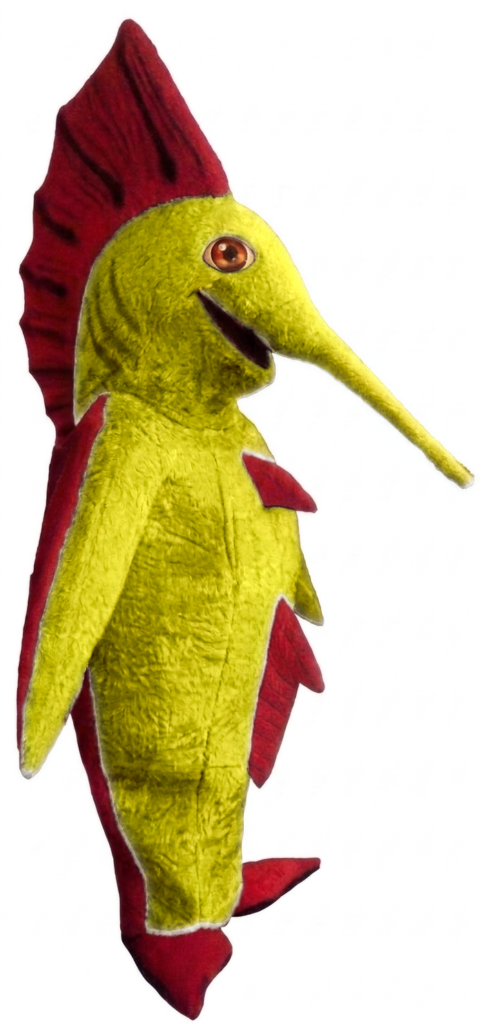 Swordfish Mascot - Short fur / Yellow mascot costume