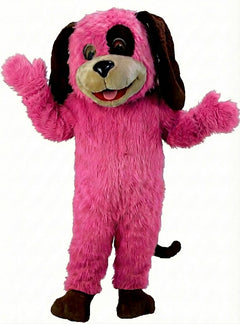 Tan & Brown Dog Mascot (Thermolite) - Long fur / Bright Pink mascot costume