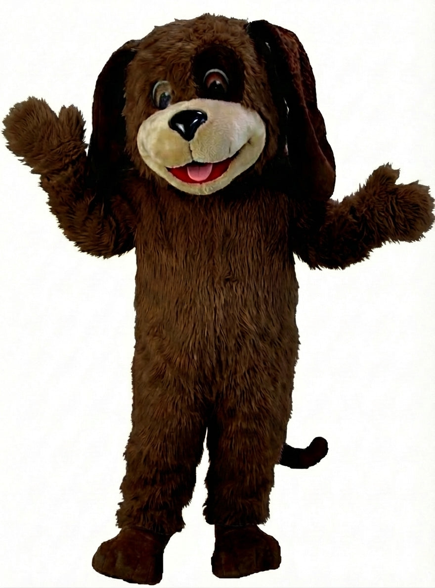 Tan & Brown Dog Mascot (Thermolite) - Long fur / Dark Brown mascot costume