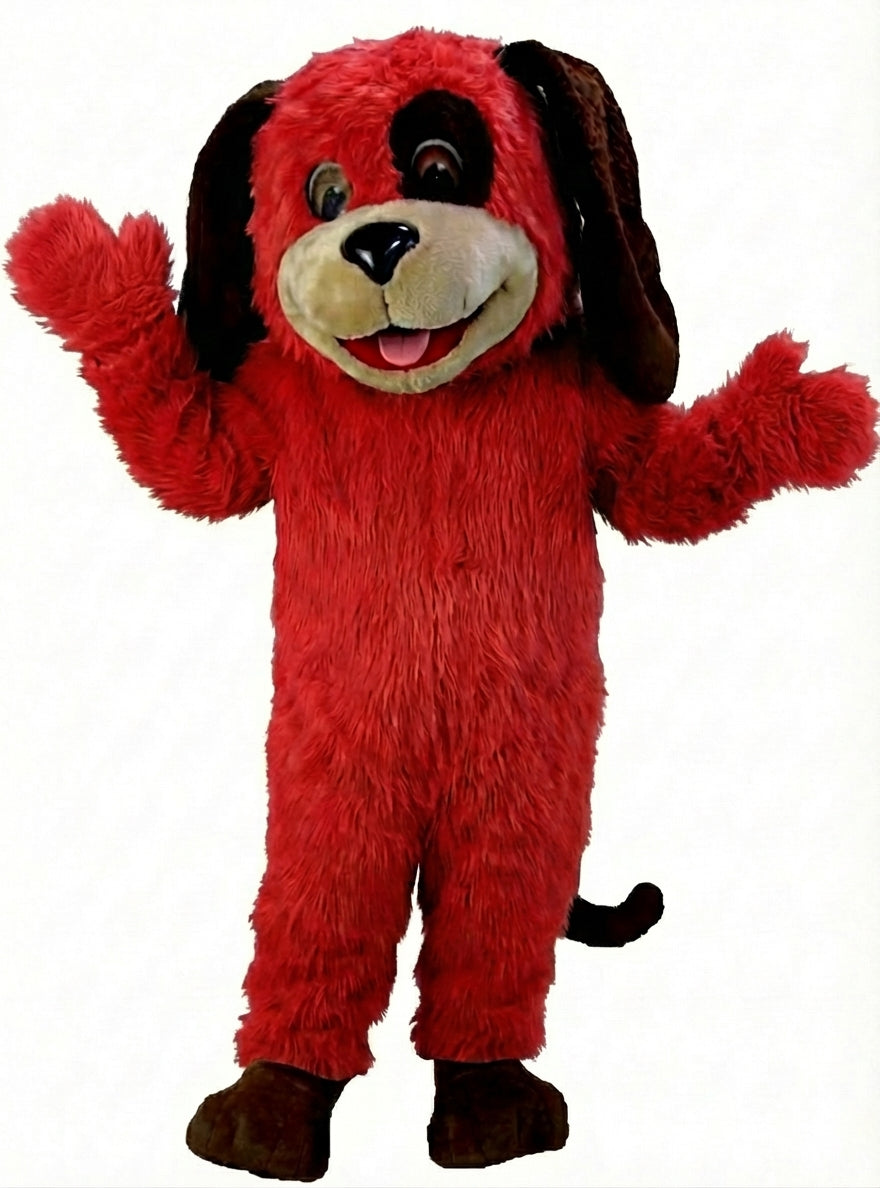 Tan & Brown Dog Mascot (Thermolite) - Long fur / Red mascot costume