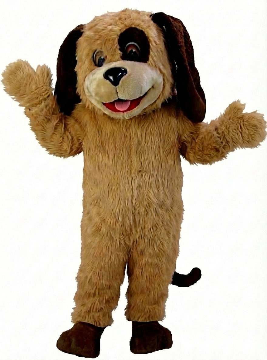 Tan & Brown Dog Mascot (Thermolite) - Long fur / Tan mascot costume