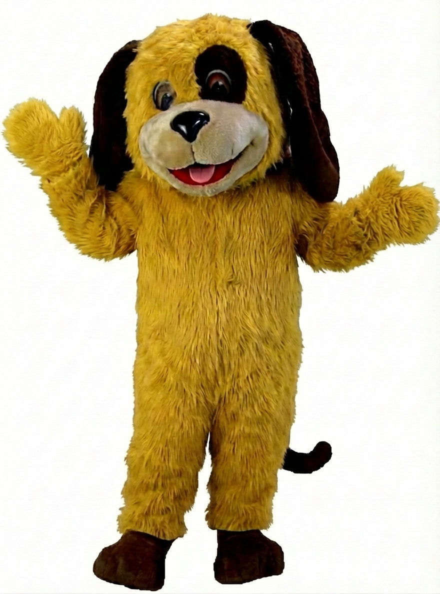 Tan & Brown Dog Mascot (Thermolite) - Long fur / Yellow mascot costume
