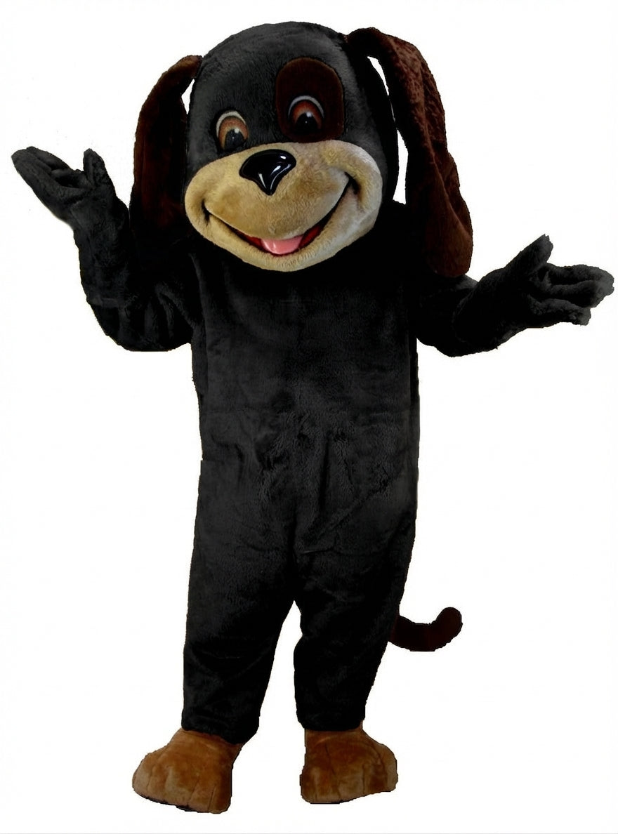 Tan & Brown Dog Mascot (Thermolite) - Short fur / Black mascot costume
