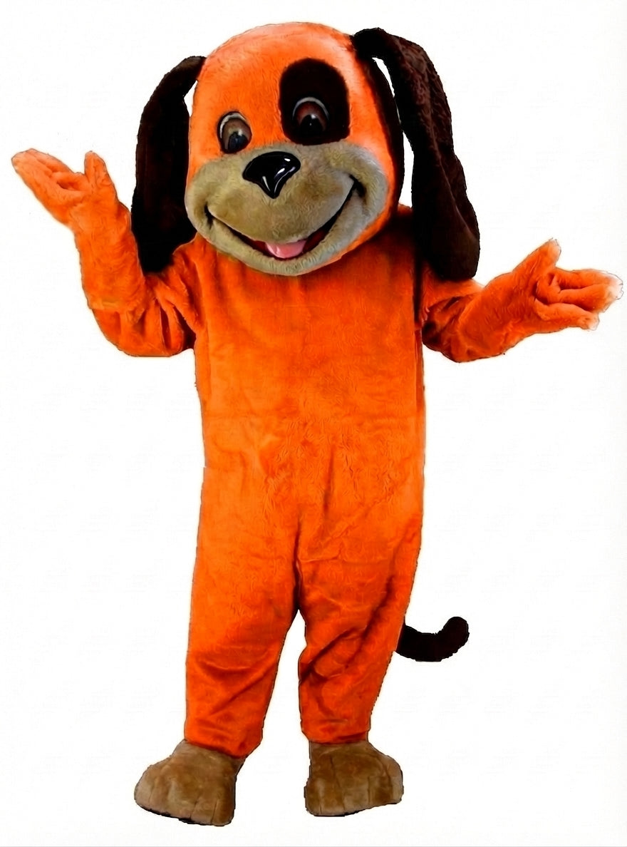 Tan & Brown Dog Mascot (Thermolite) - Short fur / Bright Orange mascot costume