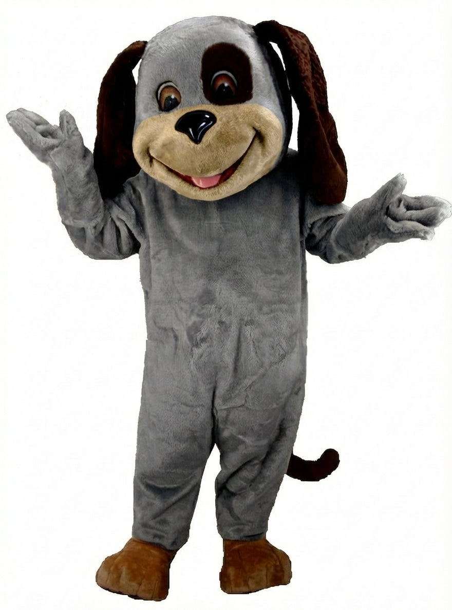 Tan & Brown Dog Mascot (Thermolite) - Short fur / Grey mascot costume