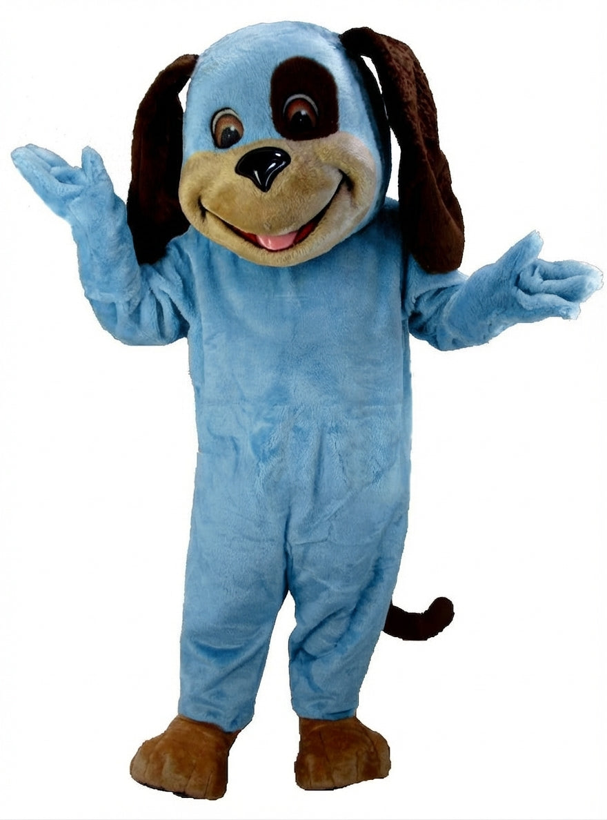 Tan & Brown Dog Mascot (Thermolite) - Short fur / Light blue mascot costume