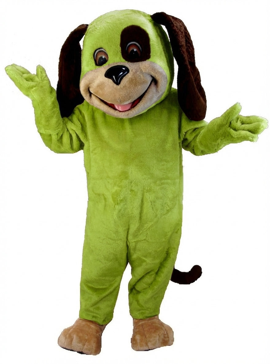 Tan & Brown Dog Mascot (Thermolite) - Short fur / Lime mascot costume