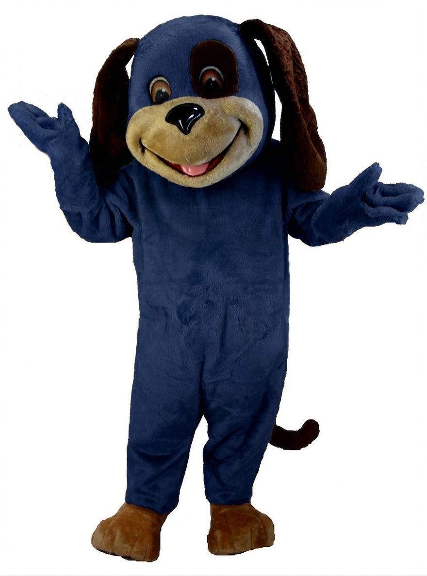 Tan & Brown Dog Mascot (Thermolite) - Short fur / Navy Blue mascot costume