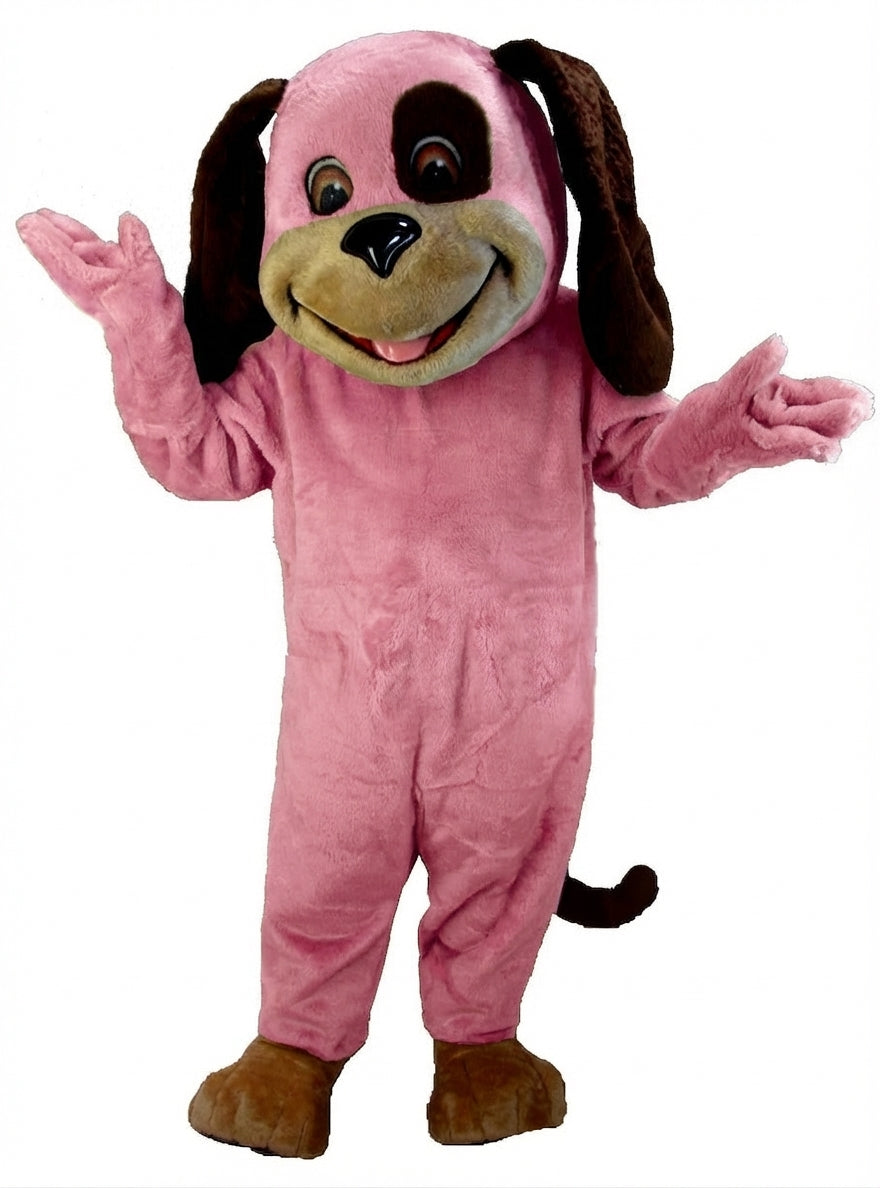 Tan & Brown Dog Mascot (Thermolite) - Short fur / Pink mascot costume