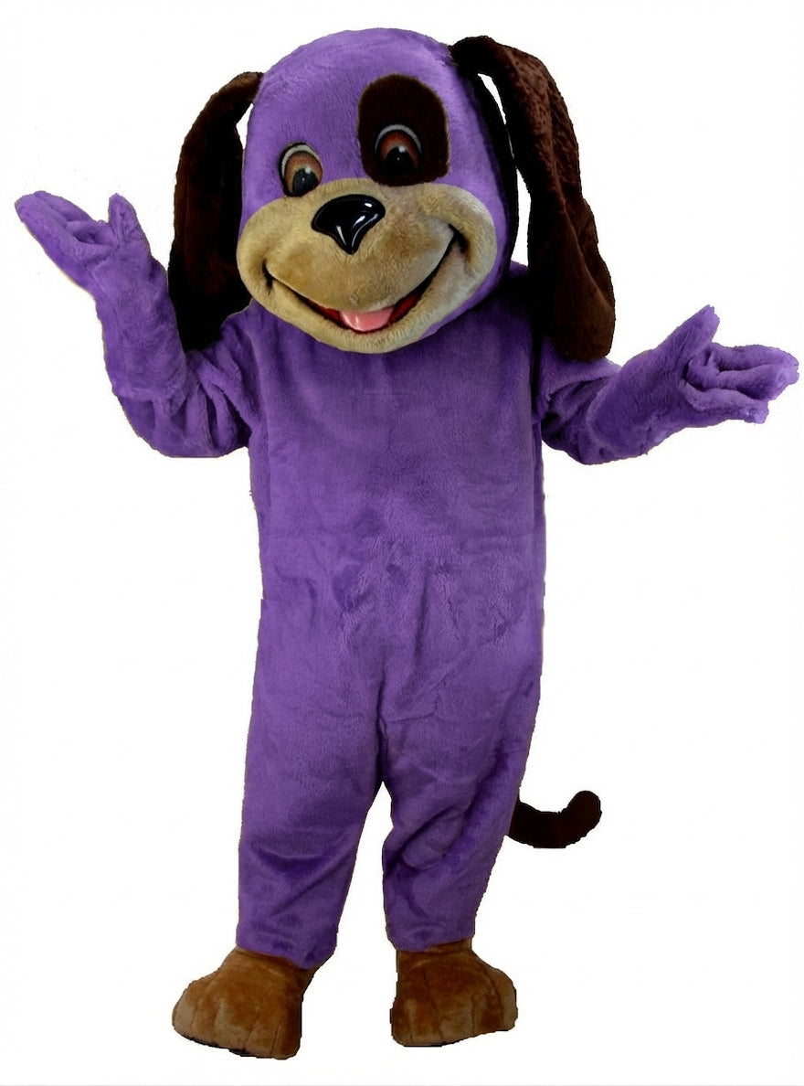 Tan & Brown Dog Mascot (Thermolite) - Short fur / Purple mascot costume