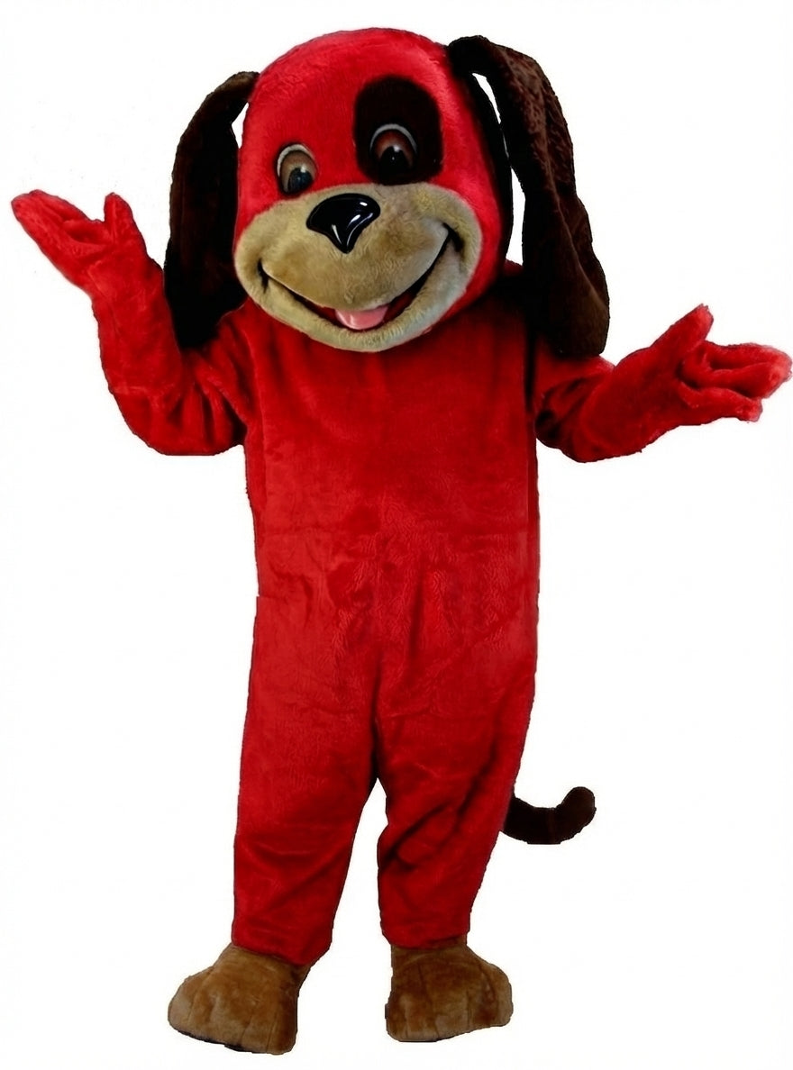 Tan & Brown Dog Mascot (Thermolite) - Short fur / Red mascot costume