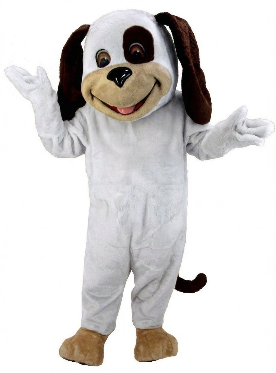 Tan & Brown Dog Mascot (Thermolite) - Short fur / White mascot costume