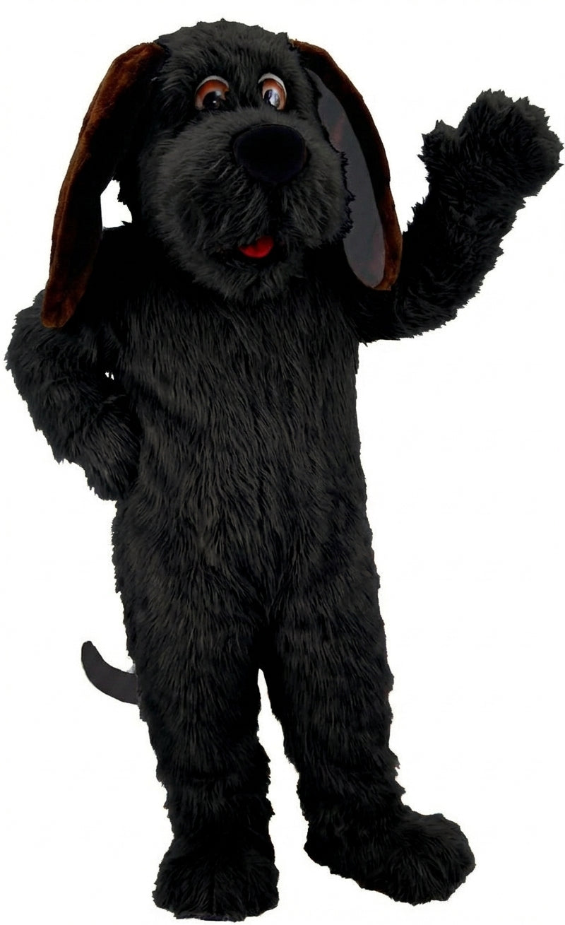 Tan Dog Mascot Costume (Thermolite) - Long fur / Black mascot costume