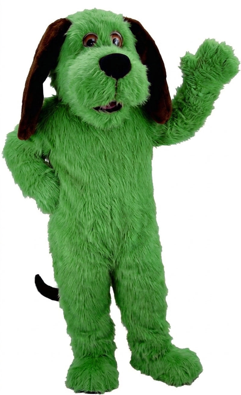 Tan Dog Mascot Costume (Thermolite) - Long fur / Green mascot costume