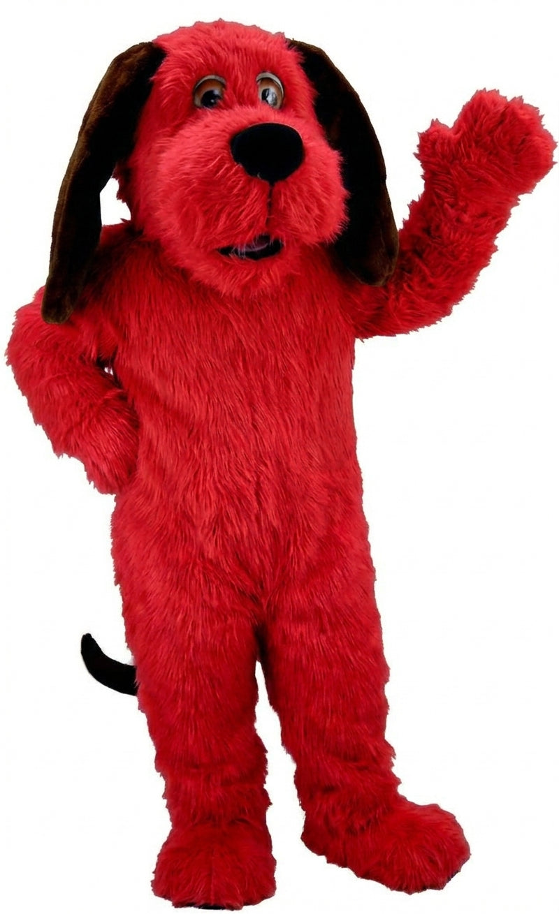 Tan Dog Mascot Costume (Thermolite) - Long fur / Red mascot costume