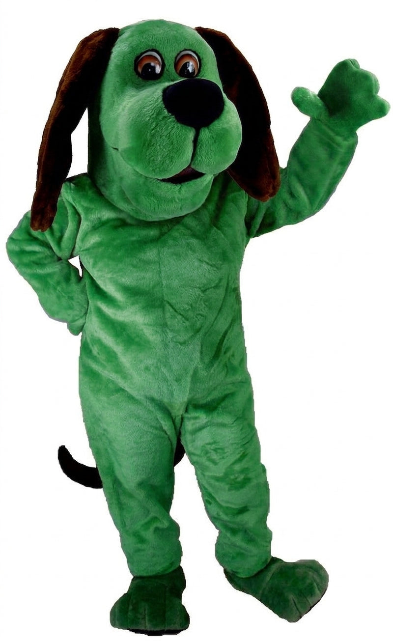 Tan Dog Mascot Costume (Thermolite) - Short fur / Green mascot costume