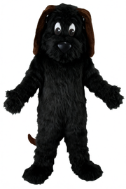 Tan Dog Mascot - Long fur / Black mascot costume