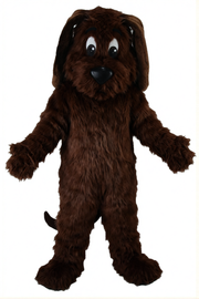 Tan Dog Mascot - Long fur / Dark Brown mascot costume