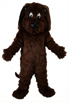 Tan Dog Mascot - Long fur / Dark Brown mascot costume