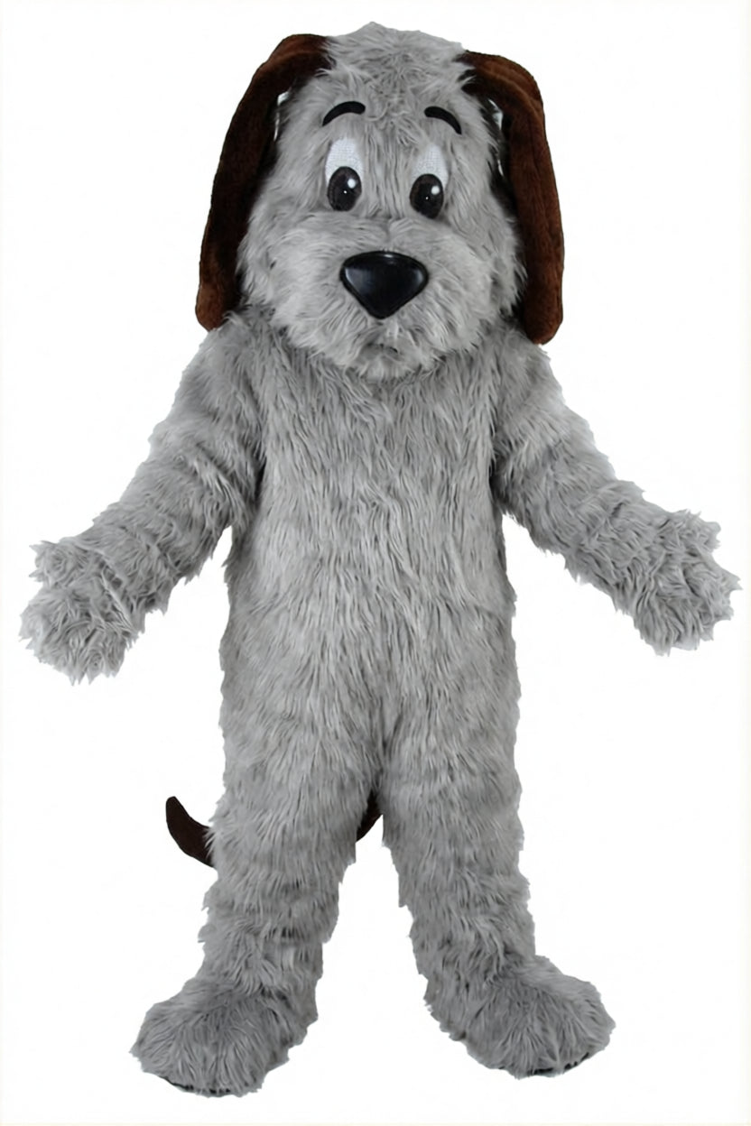 Tan Dog Mascot - Long fur / Grey mascot costume