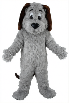 Tan Dog Mascot - Long fur / Grey mascot costume