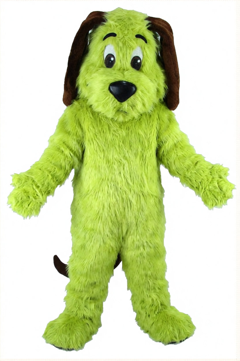 Tan Dog Mascot - Long fur / Lime mascot costume
