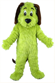 Tan Dog Mascot - Long fur / Lime mascot costume