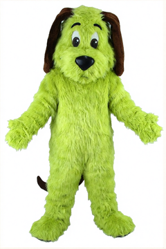 Tan Dog Mascot - Long fur / Lime mascot costume