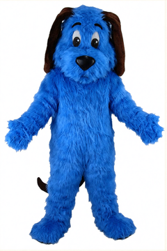 Tan Dog Mascot - Long fur / Royal Blue mascot costume
