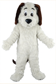 Tan Dog Mascot - Long fur / White mascot costume
