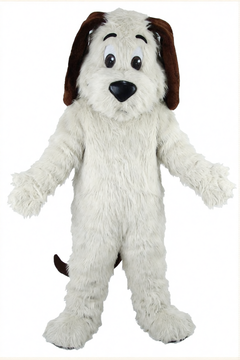 Tan Dog Mascot - Long fur / White mascot costume