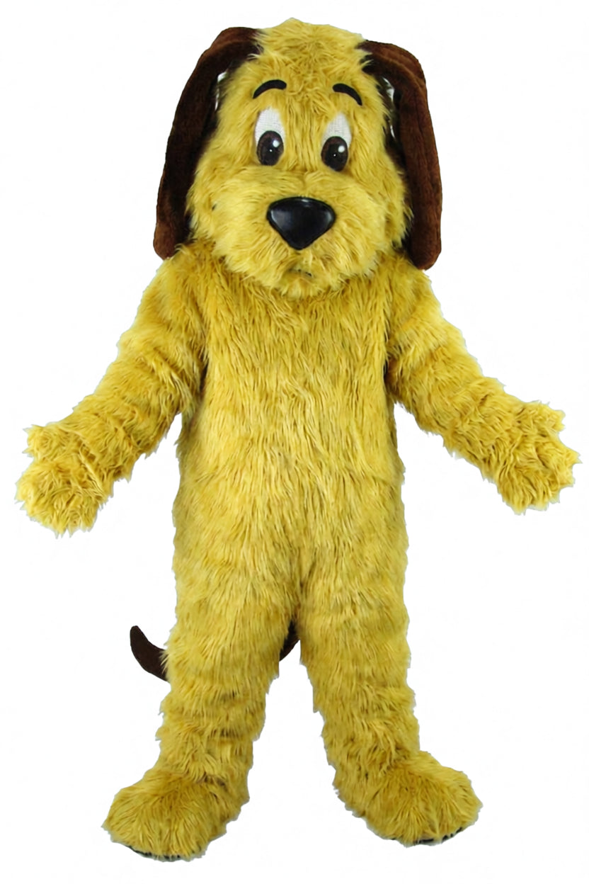 Tan Dog Mascot - Long fur / Yellow mascot costume