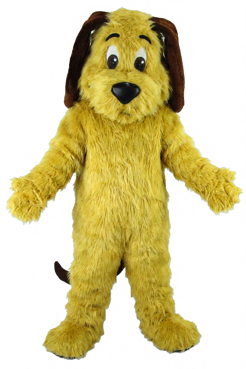 Tan Dog Mascot - Long fur / Yellow mascot costume
