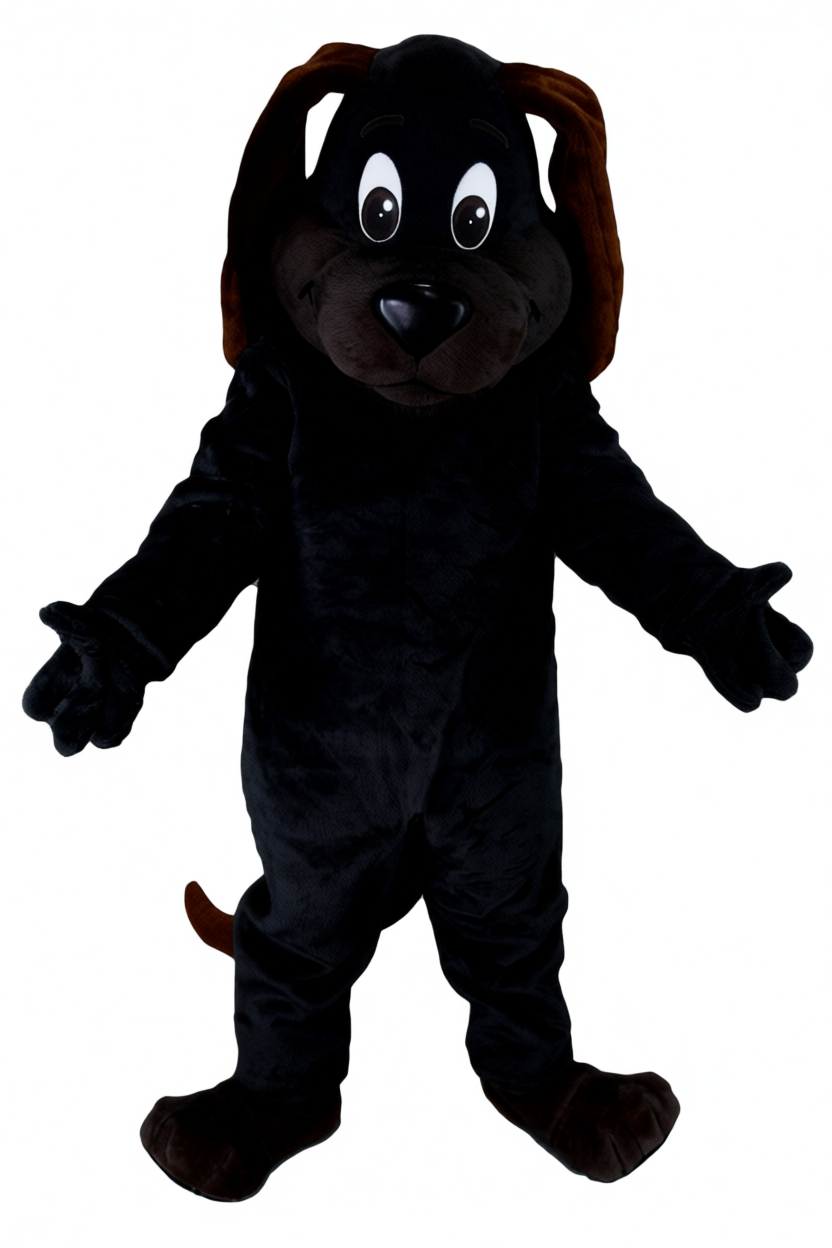 Tan Dog Mascot - Short fur / Black mascot costume