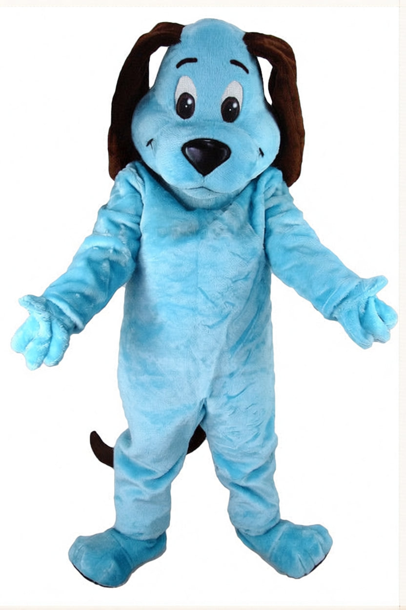 Tan Dog Mascot - Short fur / Light blue mascot costume