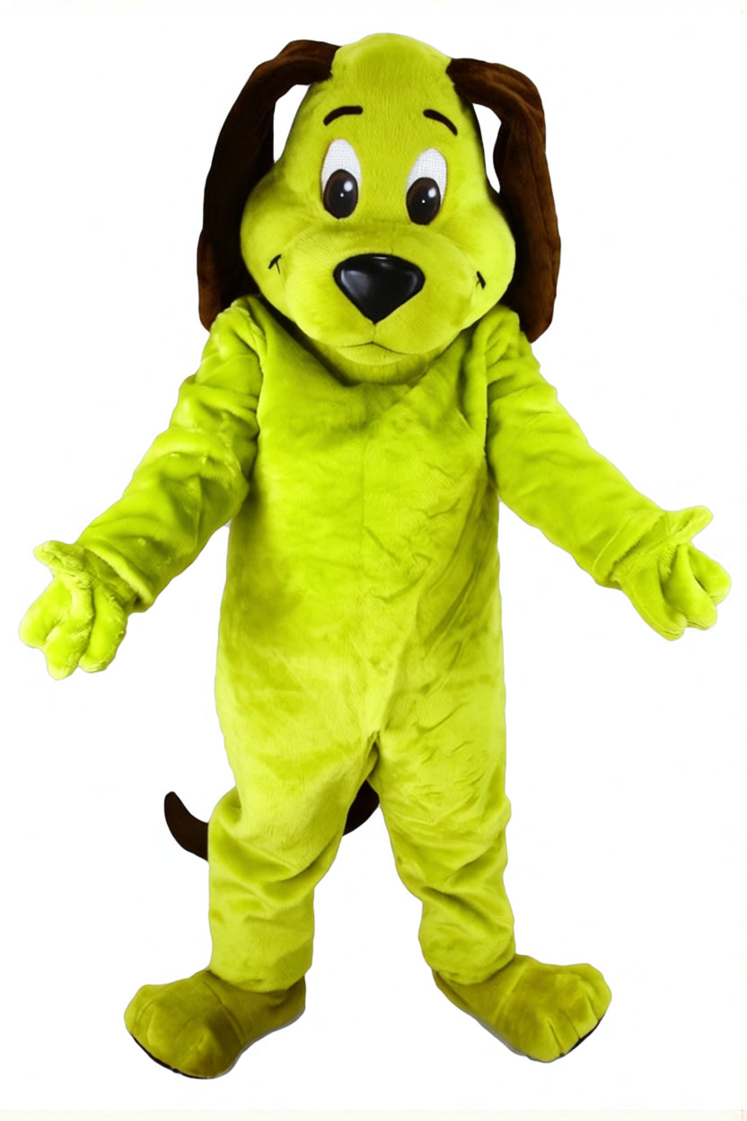 Tan Dog Mascot - Short fur / Lime mascot costume