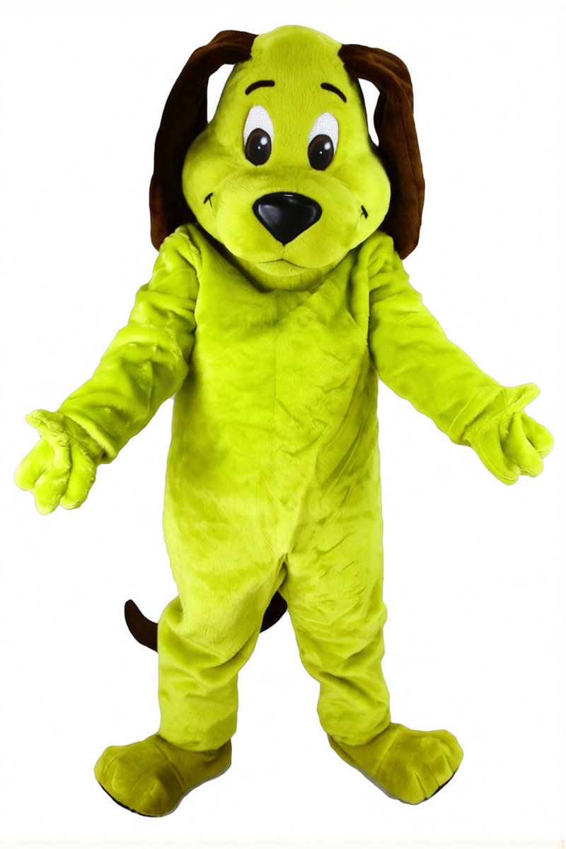 Tan Dog Mascot - Short fur / Lime mascot costume