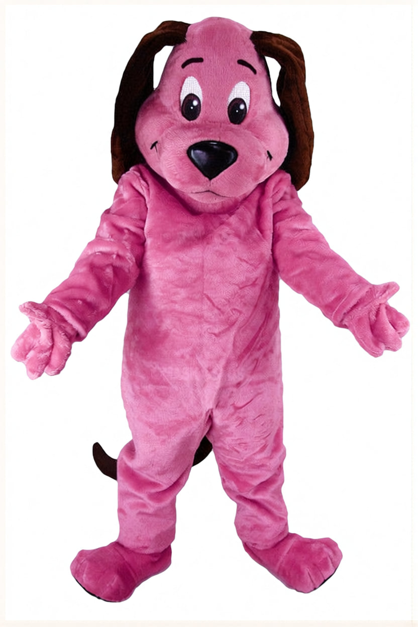 Tan Dog Mascot - Short fur / Pink mascot costume