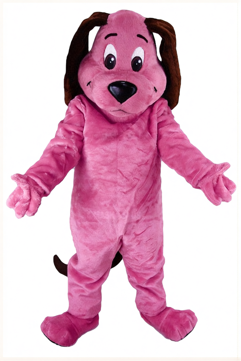Tan Dog Mascot - Short fur / Pink mascot costume
